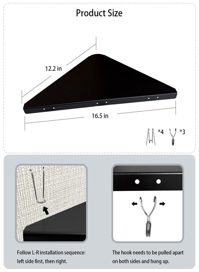 FEYRUN Metal Cubicle Corner Shelf with 3 Hooks for Office Fabric Walls, Hanging Organizer Shelves for Keys and Office Supplies, Space Saving Black Storage Shelf (1 Pack) - Image 5